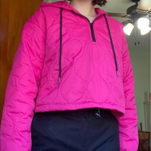 Neon Pink Cropped Hoodie